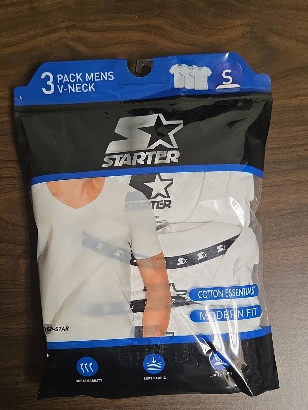 STARTER Men’s White V-Neck Undershirts - 3 Pack (S)